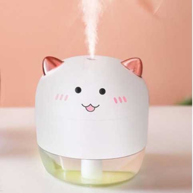 Air Humidifier Cute Cat Design 200ml Pelembab Udara Ruangan ber AC Semprotan Uap Karakter Lucu