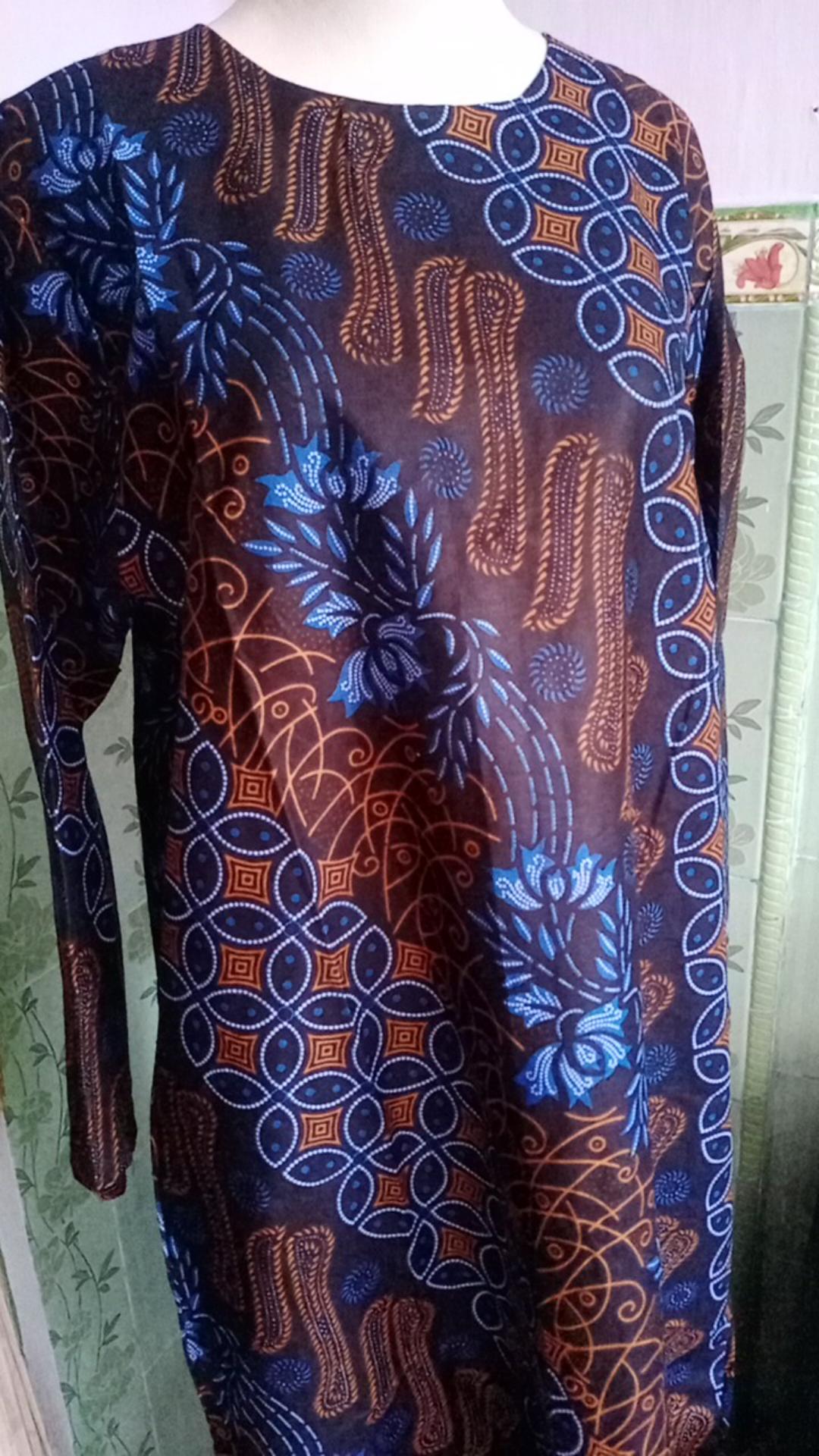 Best Seller Couple Batik Hem Dan Tuniq Motif Seno Biru