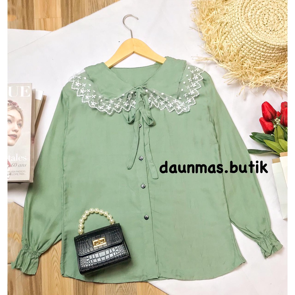 1KG MUAT 5PCS | PINKAN SHIRT TOP BLOUSE RENDA PREMIUM HITS OOTD SELEBGRAM FASHION GROSIR MURAH-PINKAN MINT
