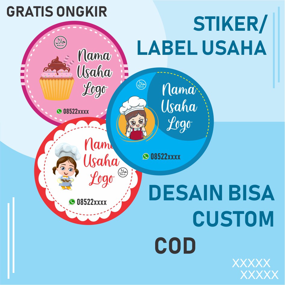 

stiker label makanan custom murah