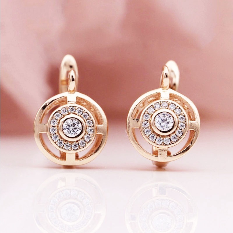 Anting Bentuk Kepingan Salju Warna Rose Gold Untuk Wanita