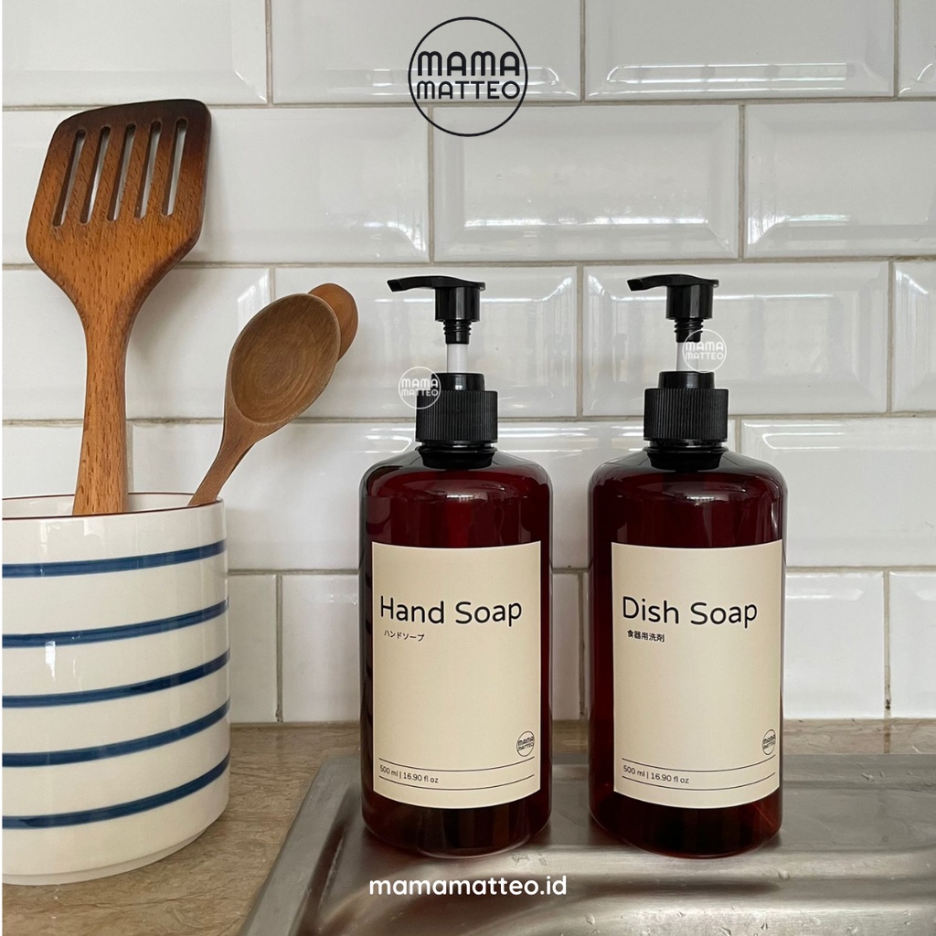 BOTOL PUMP AMBER PLASTIK / refill kosong estetik dekor rumah cokelat / coklat aestetik shower gel sabun sampo 500ml