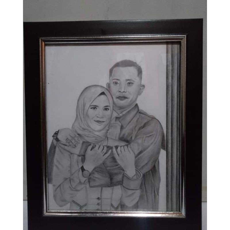 Lukisan sketsa wajah hitam putih