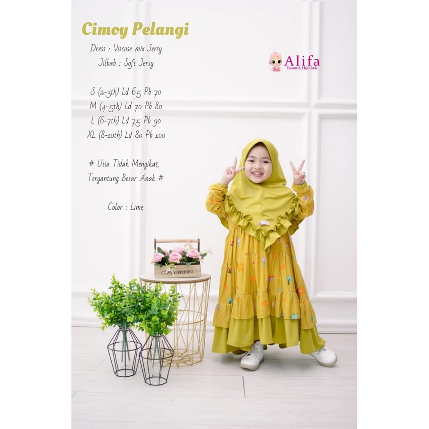 FASHION KIDS CIMOY PELANGI viscose mix jersey FREE HIJAB lebaran OOTD kids GAMIS MUSLIM