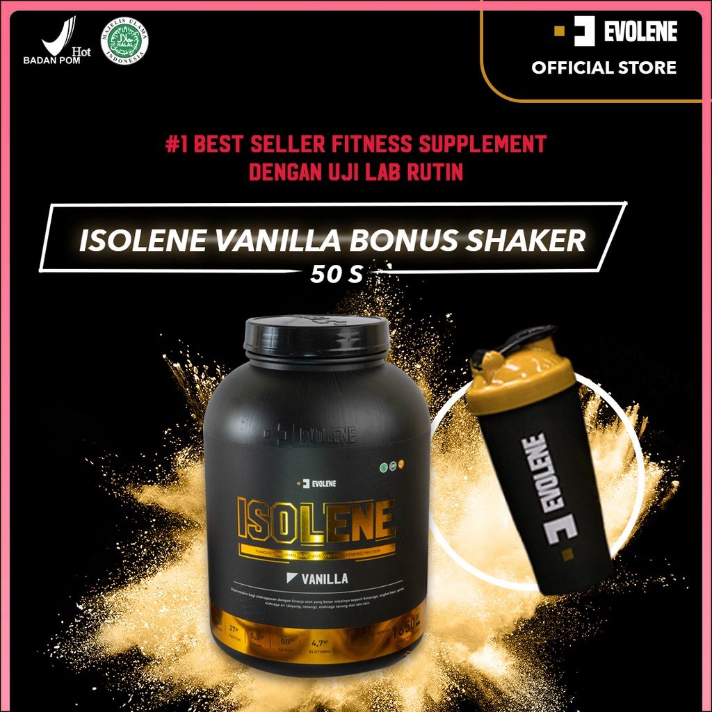 

Evolene Isolene Vanilla 1650gr/50 Sachet GRATIS SHAKER Defisit kalori Whey isolate Evolene Samarinda