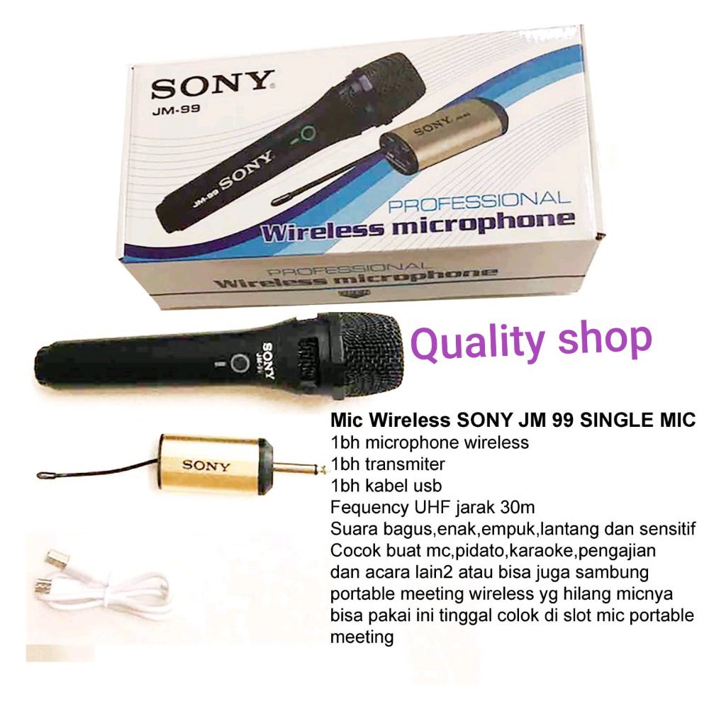 Wirelles Mic Sony Jm99 Single mic jarak 30m aman Diskon