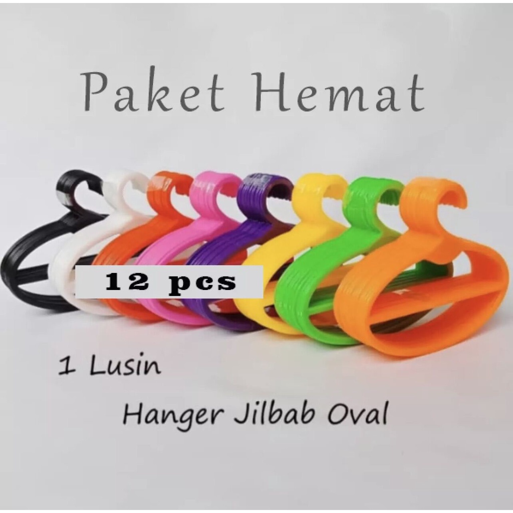 Hanger gantungan Jilbab Hijab Oval perlusin Premium Warna Lengkap