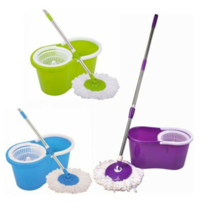 Mini Mop Set TRI-J 360/Magic Mop /Spin Mop Plastik / Alat pel Praktis