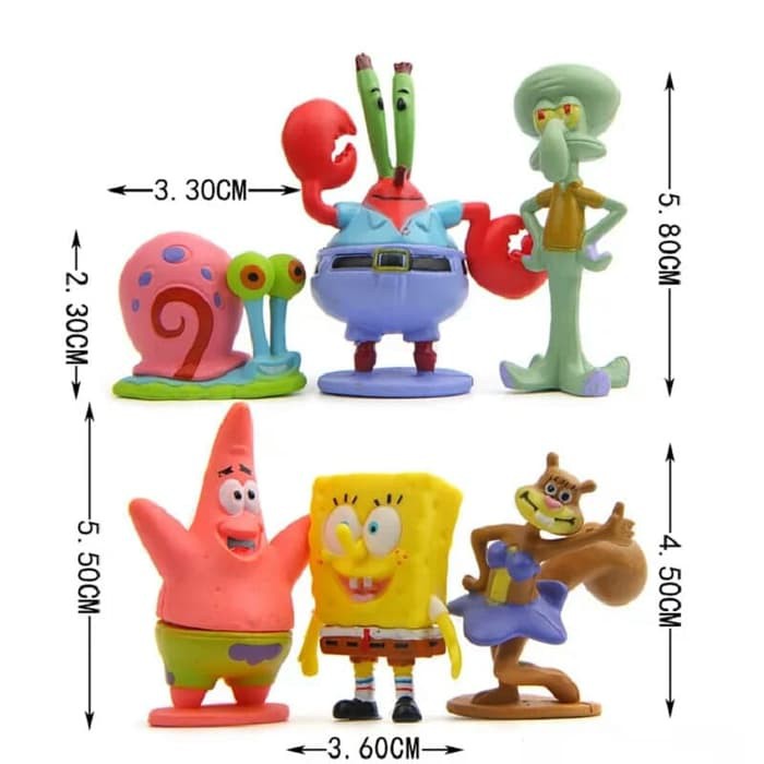 Topper Cake Kue Ulang Tahun Spongebob Patrick Squidward isi 6pcs