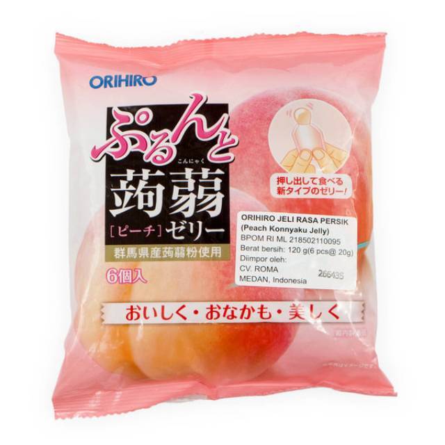 

ORIHIRO Konjac Jelly pouch peach / jely rasa persik 120gr (@6x20gr)