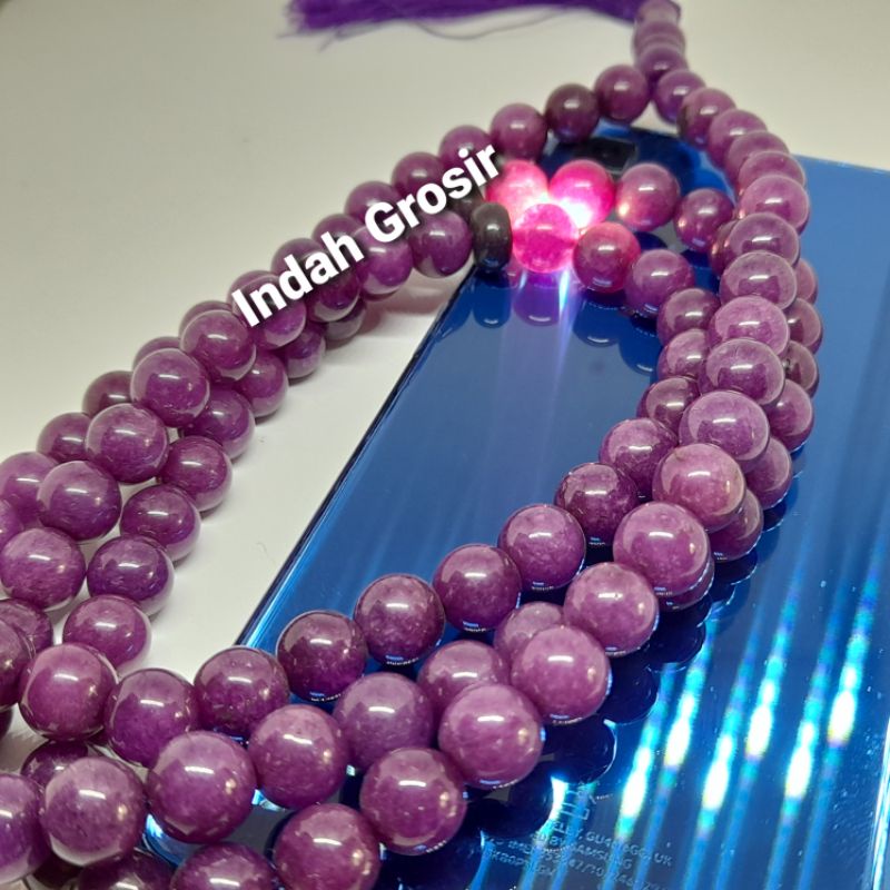 TASBIH BATU NATURAL KECUBUNG AMATYST 10MM 99BUTIR ORIGINAL STONE