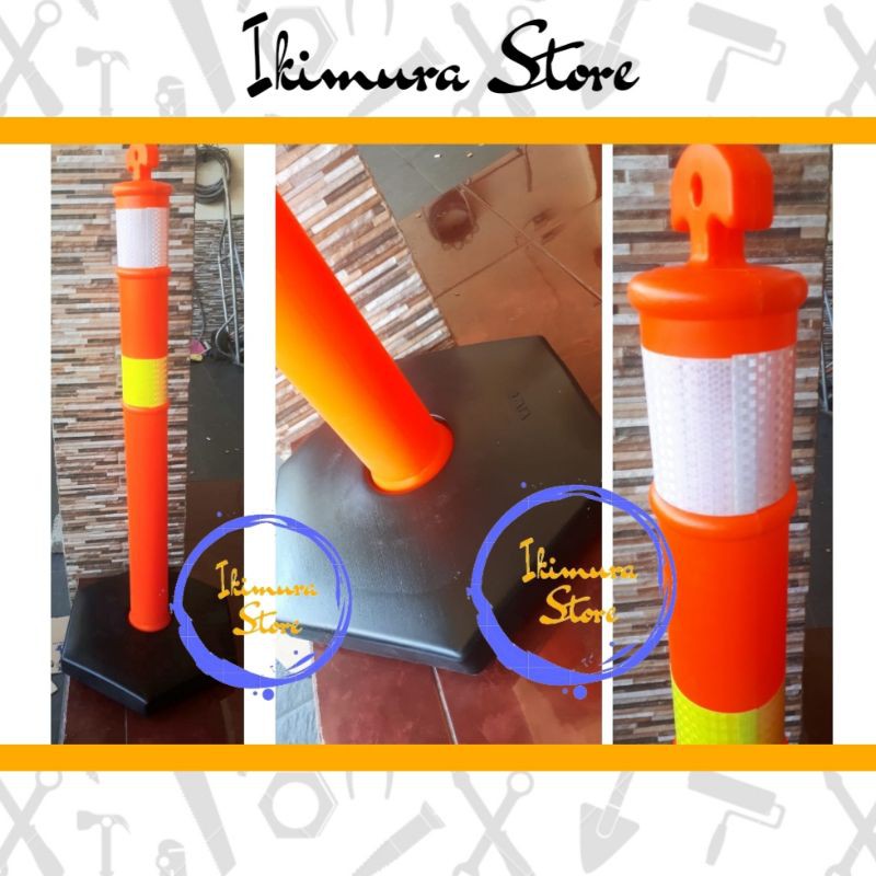 Traffic Stick Cone Rubber Base Hitam 115cm