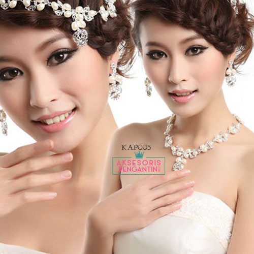 [READY STOK] AKSESORIS WEDDING ANTING PENGANTIN SET KALUNG WANITA MODERN KAP005