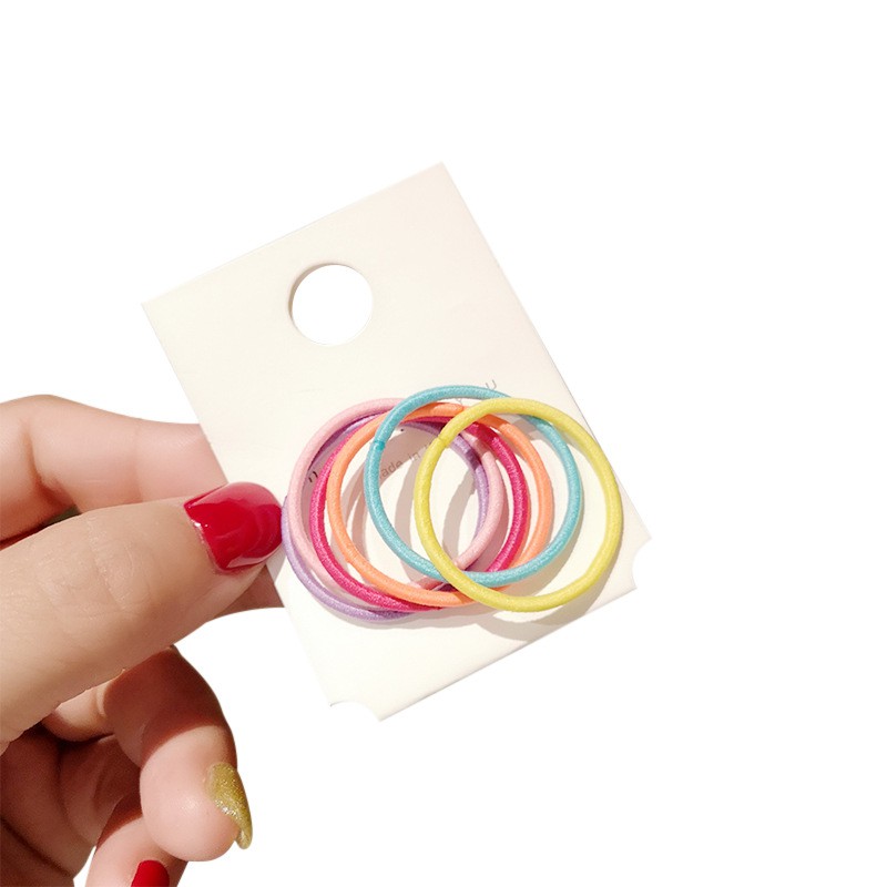 Ikat Karet Rambut 100pcs Warna Polos Gaya Korea / Ikat Rambut Elastis-7