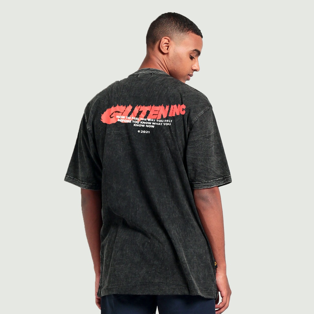 Guten Inc - Kaos Washing Hitam Pria Adrenaline Washed Black T-Shirt