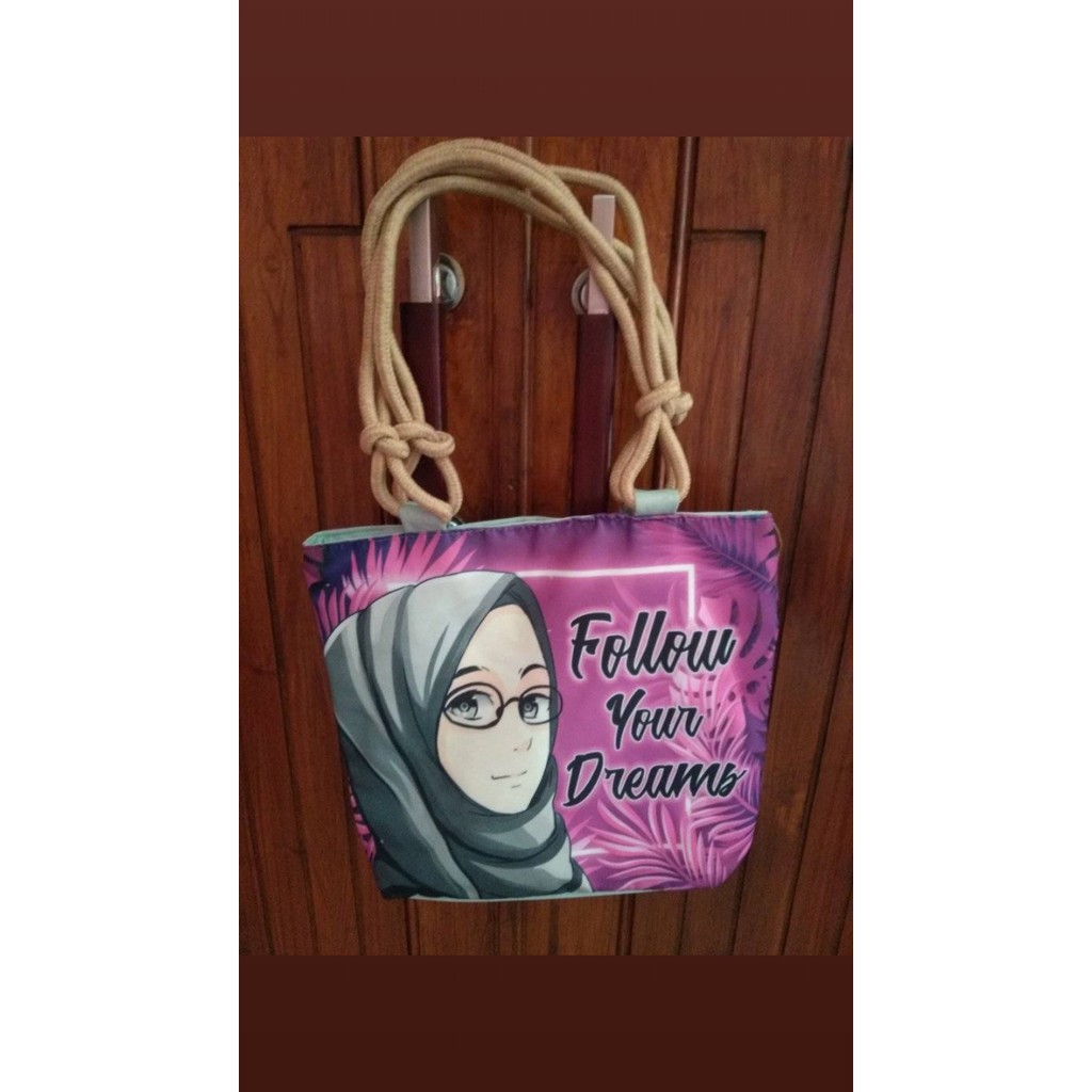 Tas totebag hijab muslimah/tali sumbu