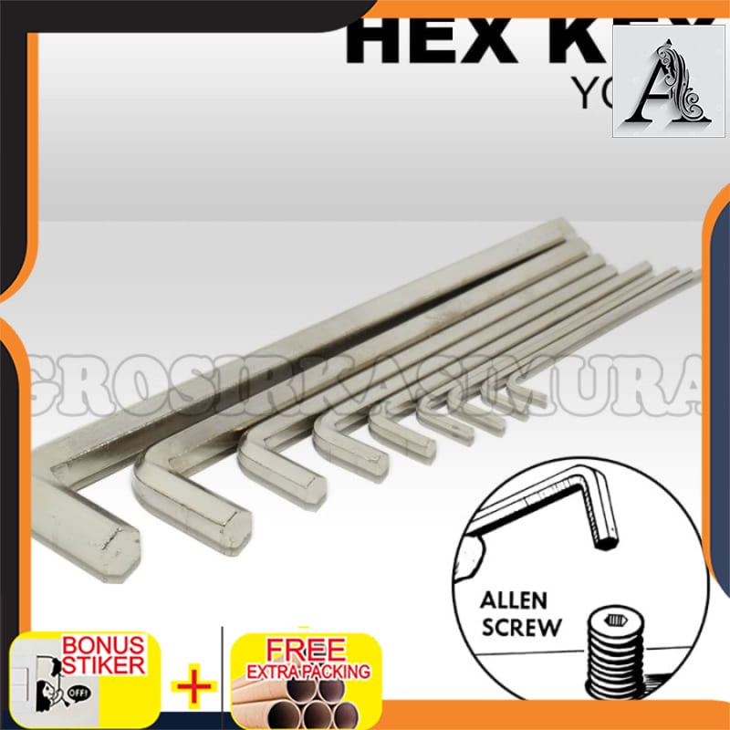 

Murah New ! Kunci L Hex Key Segi Enam Allen Screw 1SET isi 9 Pcs / YG-014