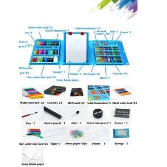 

3u8Ti--208 Pcs Watercolor Menggambar Seni Marker Sikat Pena Set Anak Lukisan Seni Set Alat Anak-anak untuk Gift Set Alat Tulis Kantor