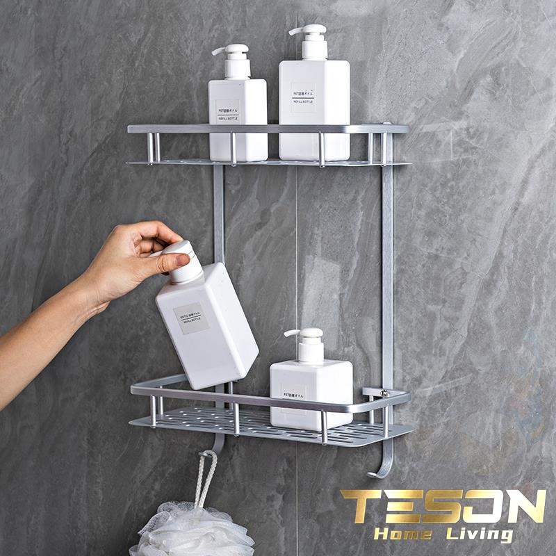 Rak dinding Segiempat Kamar mandi 2 Susun Aluminium