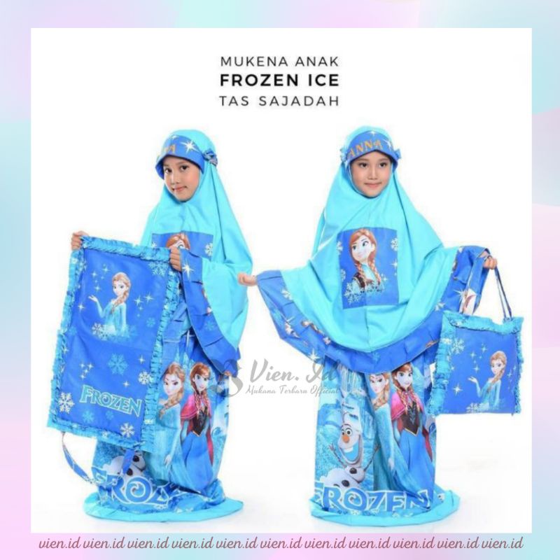 vien.id - mukena anak umur 2 3 4 5 6 7 8 9 10 11 12 tahun tas sajadah elsa blue / mukenah terbaru ka