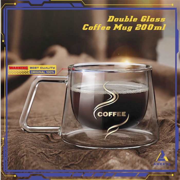 Cangkir Kopi Doomed Double Glass Coffee Mug 200ml