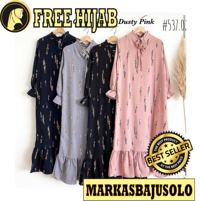 MEGUMI GAMIS MOTIF KAPAS MOSCREPE / GAMIS SYARI MURAH BRUKAT PLISKET BROKAT JUMBO ANAK