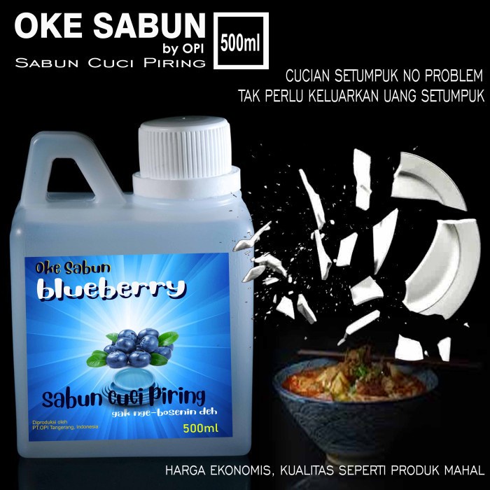 Sabun cuci piring 500ml blueberry wangi segar keset di piring Produk OPI baru By Oke Sabuny sudah ada izin edar resmi by Oke sabun suplayer