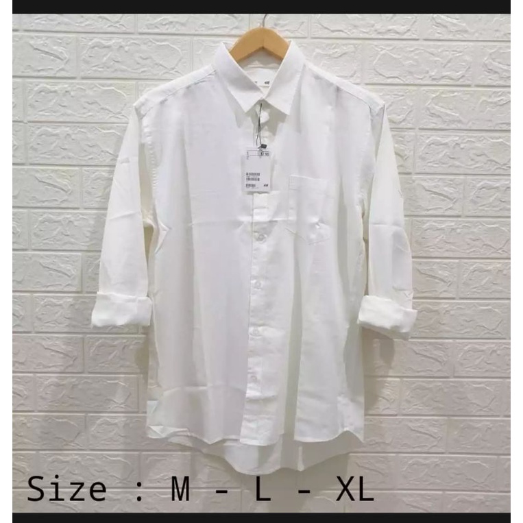 kemeja putih polos lengan panjang terbaru H&M