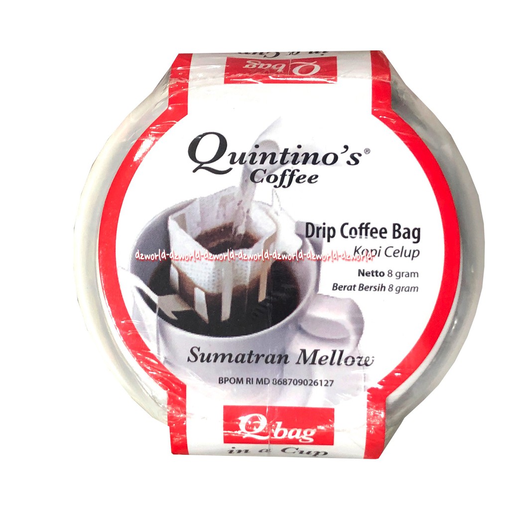 Quintino's Coffee Drip Coffee Bag 8gr Kopi Celup Sumatran Mellow Cangkir Cup Kopi Siap Minum Quntino Quintinos Kuintinos