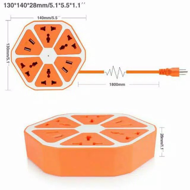 SL04- Stop Kontak USB Socket Listrik Hexagonal -Stop Kontak USB