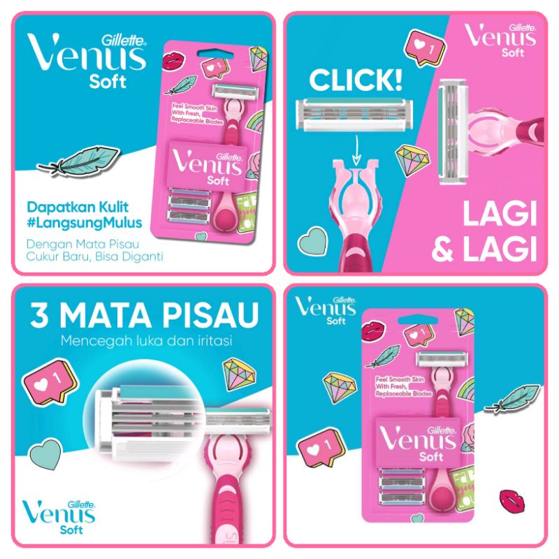 Jual Gillette Venus Hybrid Razor Alat Cukur Wanita Pisau Cukur Isi ...