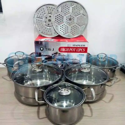 High Pot Panci Set Steamer 12 Pcs