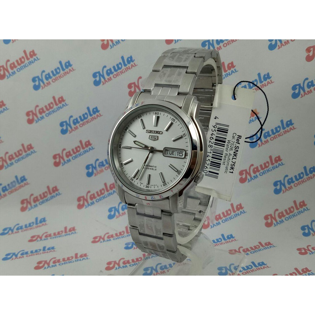 Seiko 5 SNKL75K1 Automatic White Dial - Jam Tangan Pria SNKL75