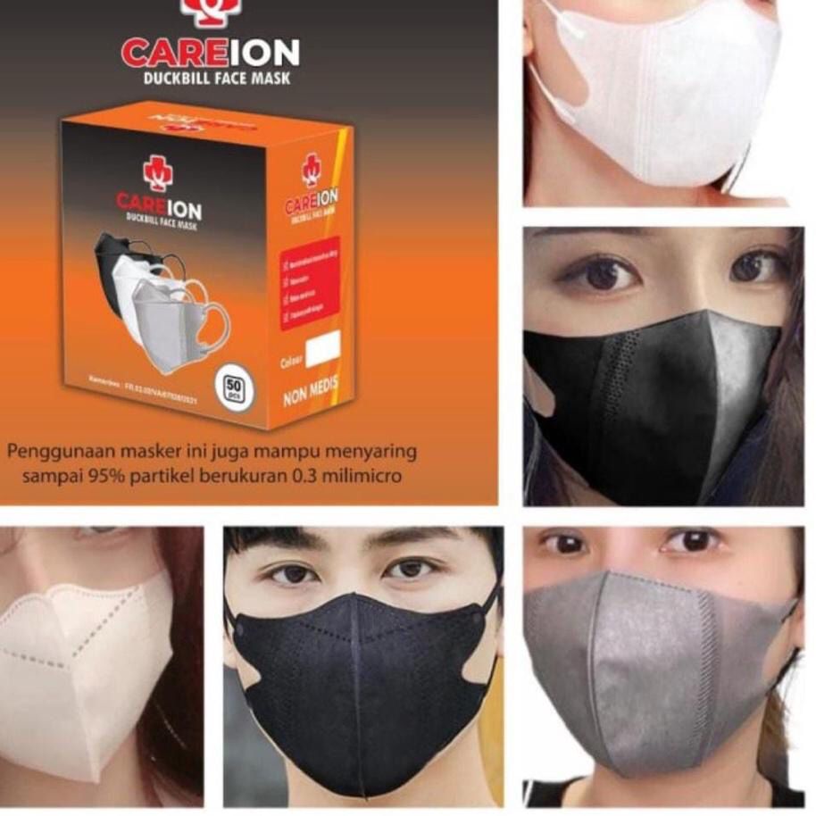 𝘈𝘉𝘎✰ Masker Duckbill Hijab CAREION 3 Ply / Masker Duck bill CAREION Headloop / Masker Hijab Duckbill Earlop isi 50pcs 1029