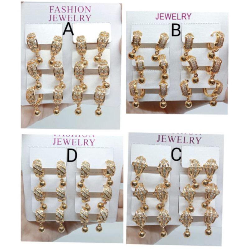 Sdrj05. Anting xuping wanita lapis emas dgn mata zircon