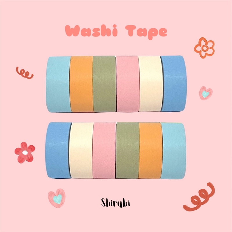

Shirubi Washi Tape Selotip Solasi Warna Polos Motif