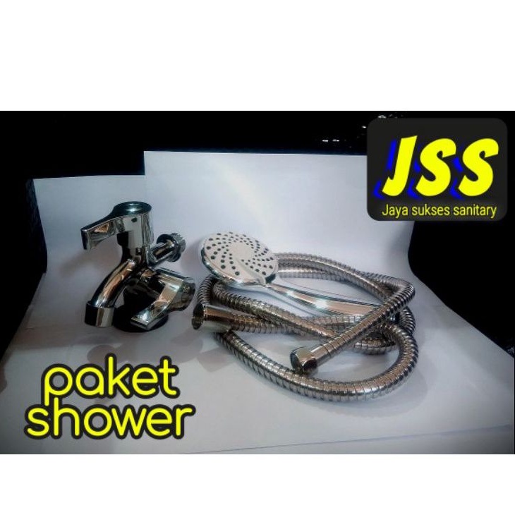 Shower Kamar Mandi Set Plus Kran Cabang Murah Stainless Steel 1/2&quot; Shower Paket Tinggal Pasang