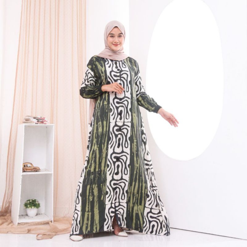 Gamis twill pelangi/gamis twill tidye/gamis ori super abstrak malaman ukuran S M L XL  lukisan-93R3