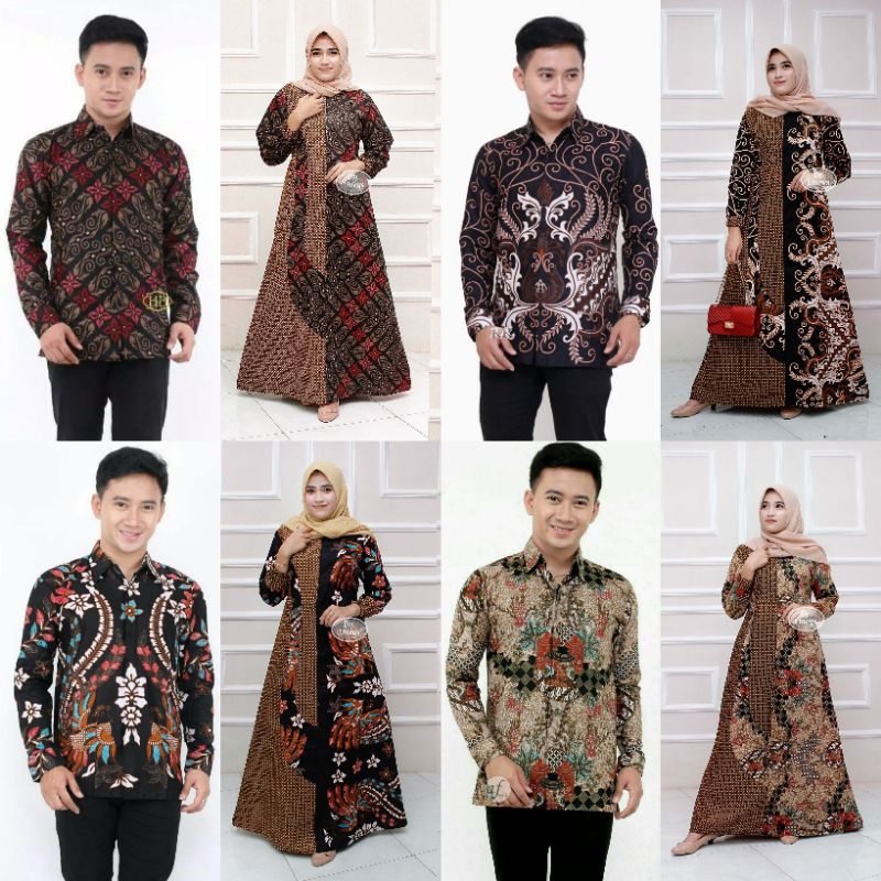 Batik Couple Gamis Maura Couple Sania Ruffle Batik Couple Ori Ndoro Jowi DNT Garansi Termurah Shopee