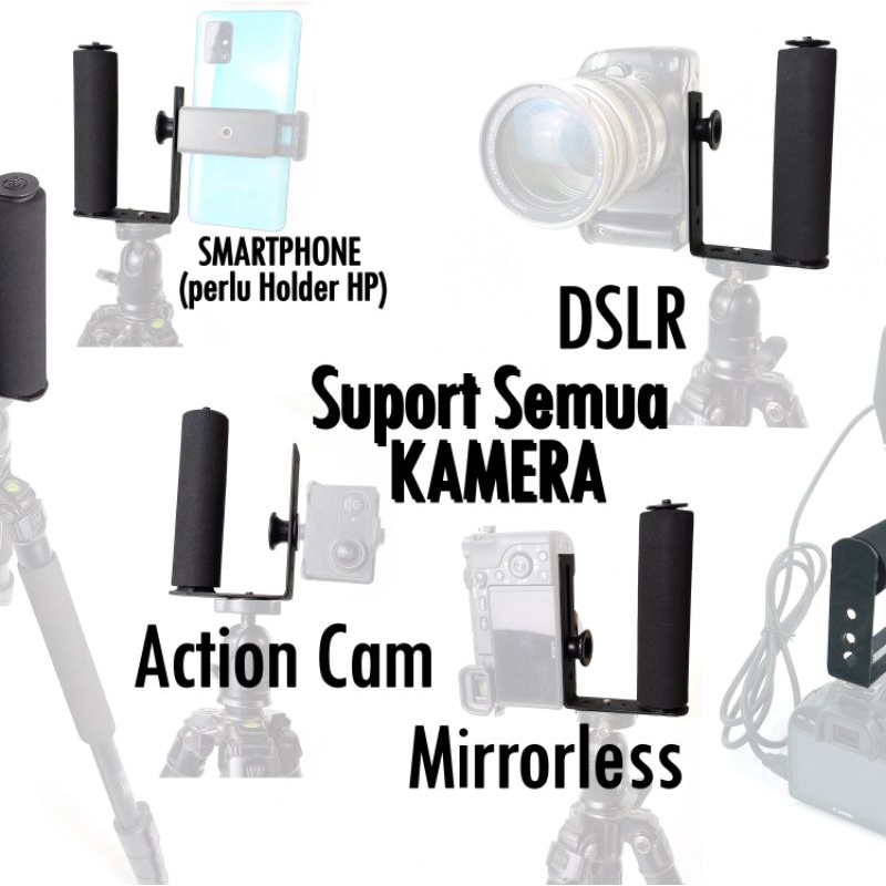 L Shaped Shape Plate Bracket Side Handgrip Camera Kamera Rig untuk Foto Video Portrait Vertikal Vertical DSLR Mirroless Action Cam Smartphone