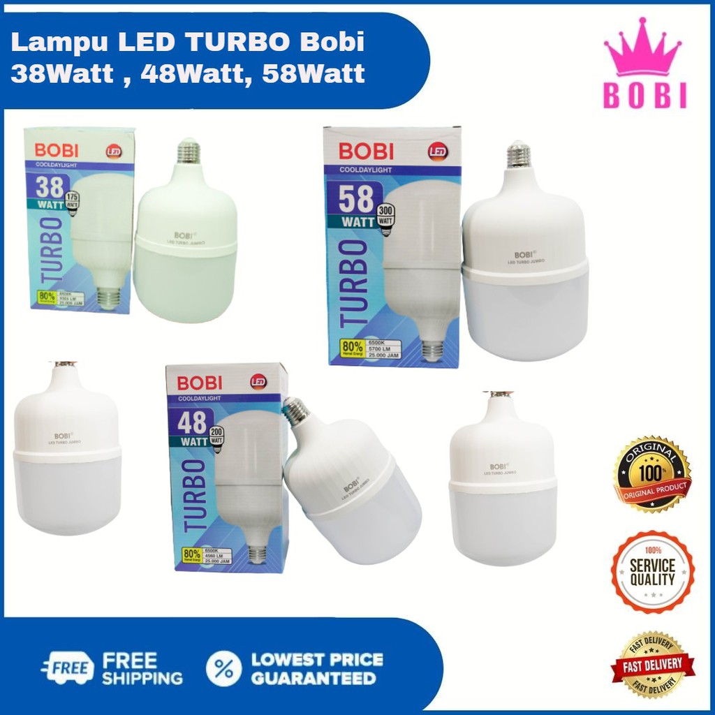 BIG SALE!!!!!Lampu Led Turbo / Lampu Bohlam BOBI / Variasi Watt - 38W,48W,58W - / Lampu Hemat Energi