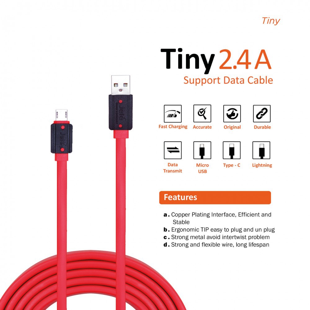 Kabel Data Usb Ip Lightning ipon 5 6 7 8 X  Jete Tiny 2.4A