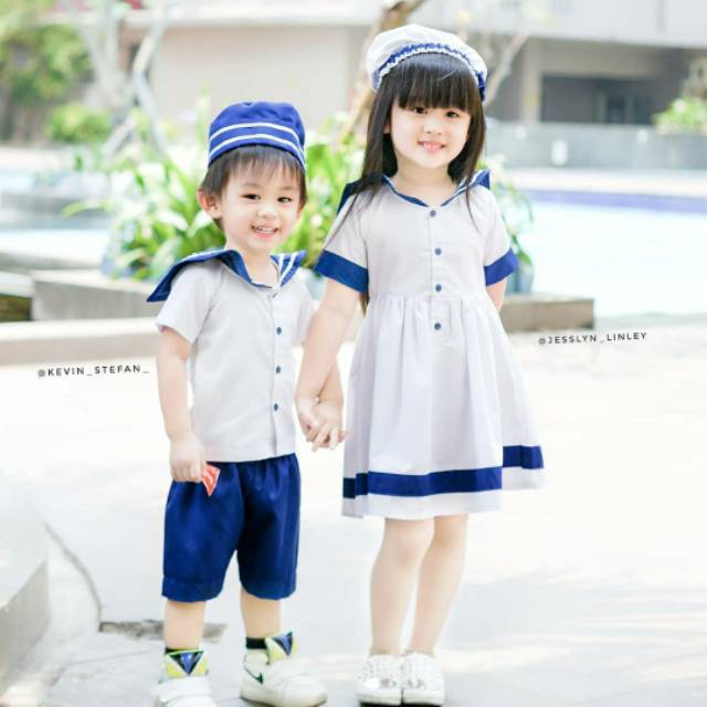 Ethnickidswear Baju Pelaut Anak Sailor Dress Anak Kostum Pelaut Setelan Pelaut