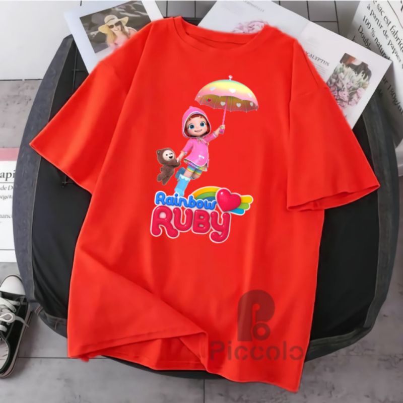 kaos baju anak anak  Ruby rainbow bahan premium