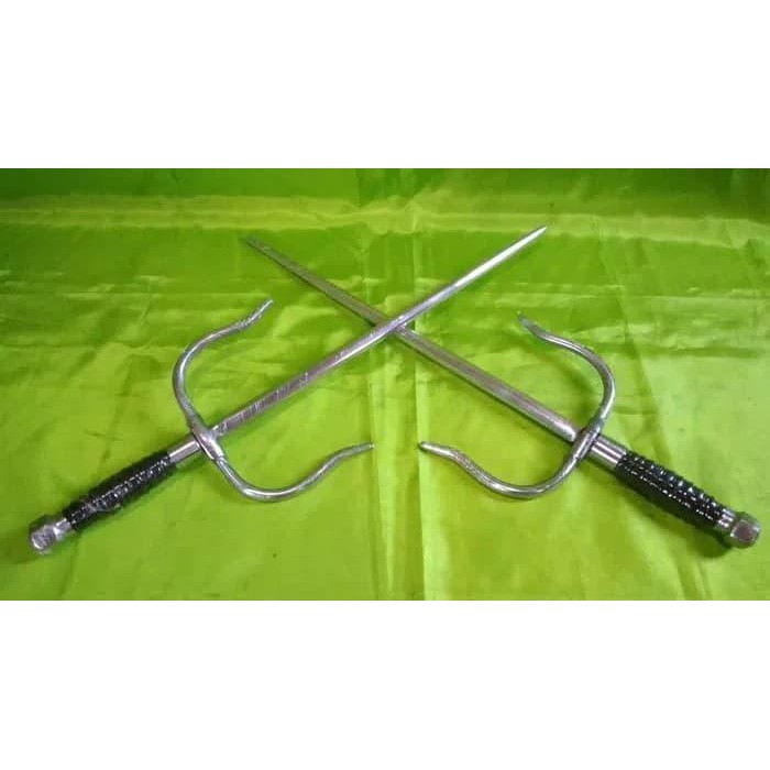 RJ Koleksi Pedang Trisula Sai Silver Beladiri Silat Asli Cibatu (HIGH QUALITY)