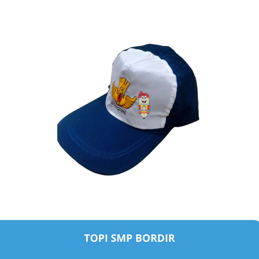 Topi Sekolah / Topi SMP Bordir / Topi SMP biru