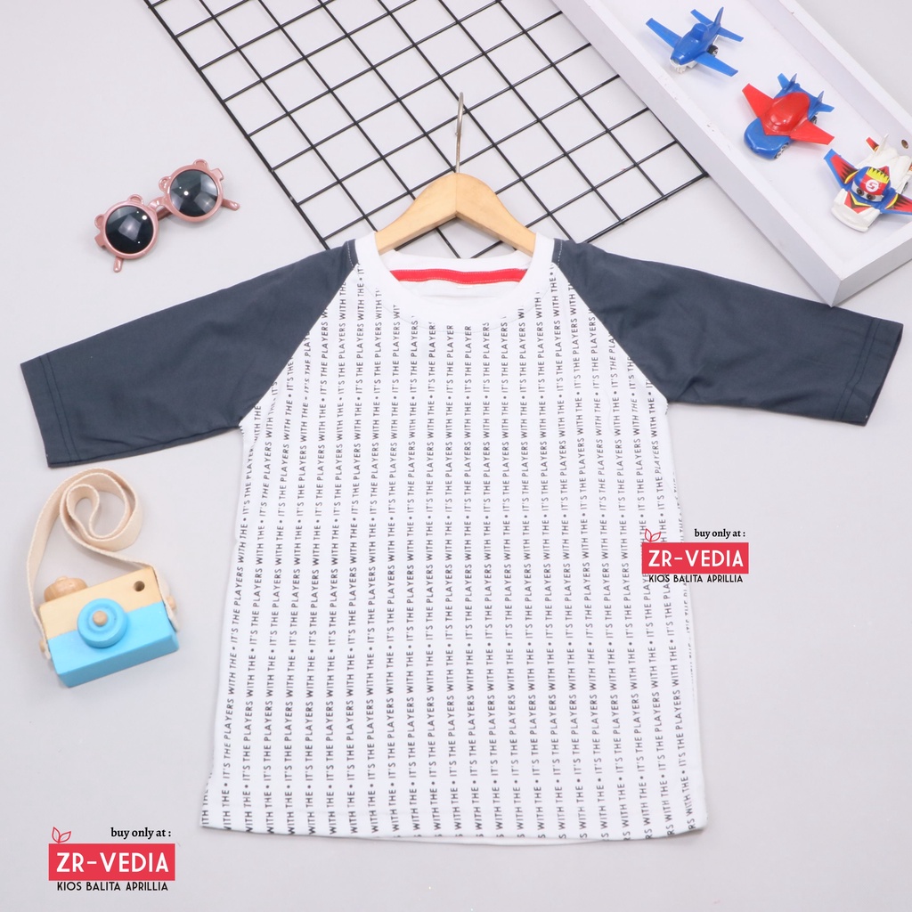 Kaos Reglan Distro Size 5-6 Tahun  / Baju Anak Laki Lengan Branded Cowok Import Polos Murah