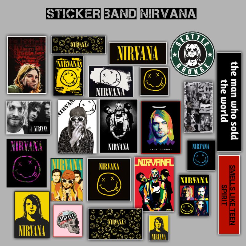 STICKER BAND METAL NIRVANA 12-50pcs sticker leptop/lemari/hp/helm