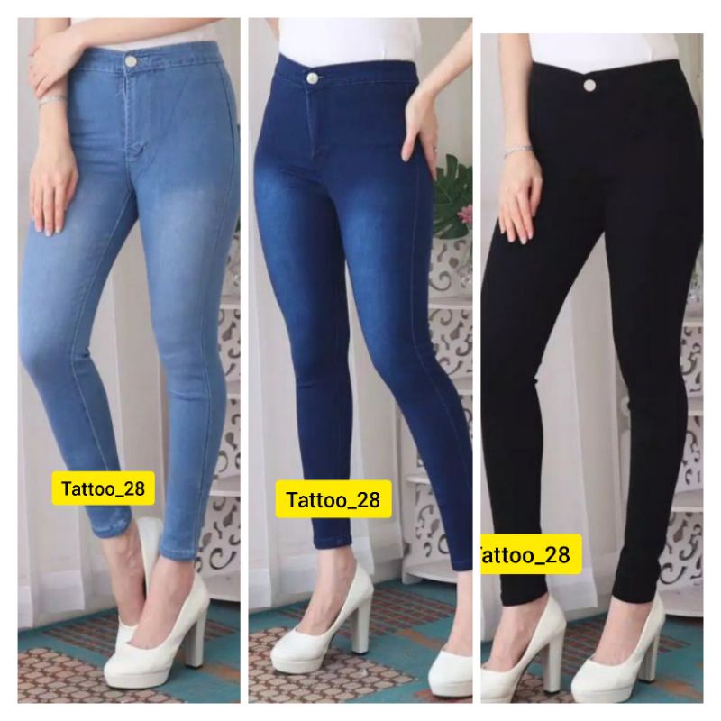 CELANA JEANS HIGHWAIST POLOS WANITA CEWEK