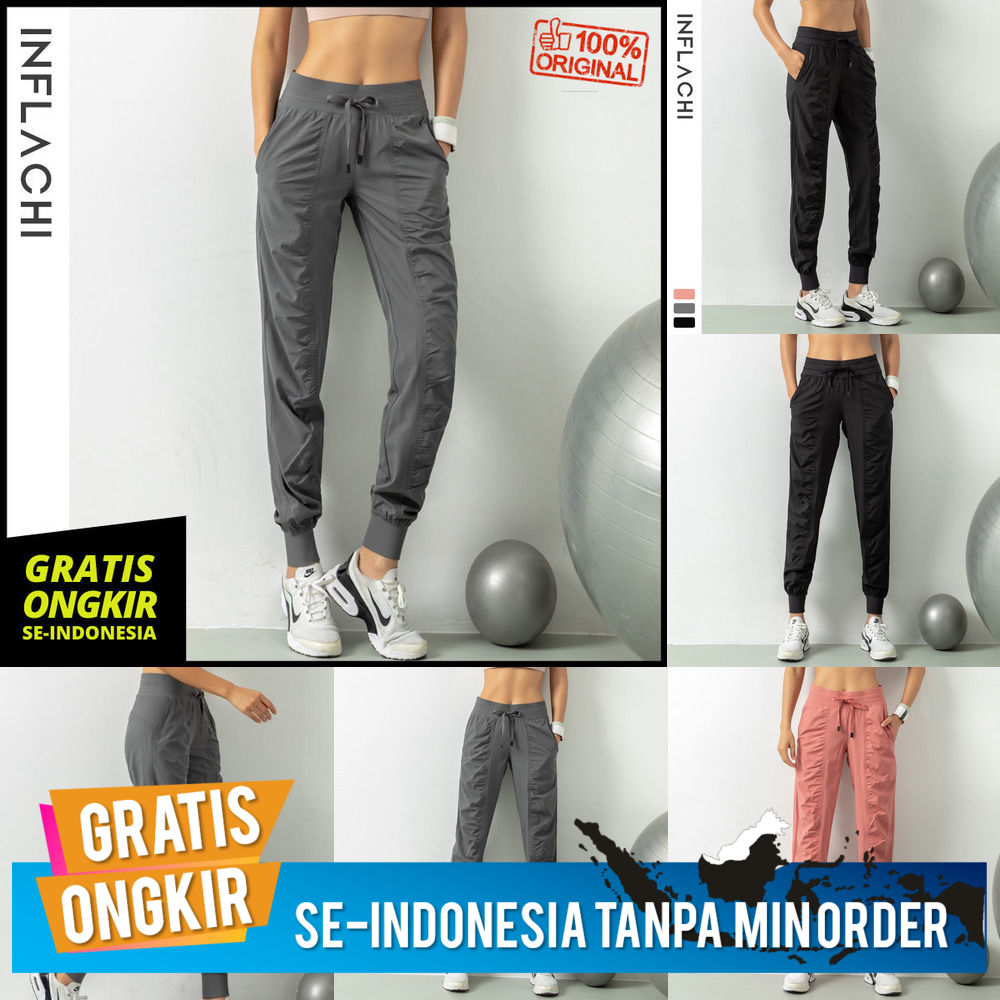 celana olahraga kasual wanita celana olahraga longgar celana kebugaran saku